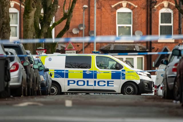 Police at the scene of the shooting on Linwood Road, Handsworth, Birmingham.