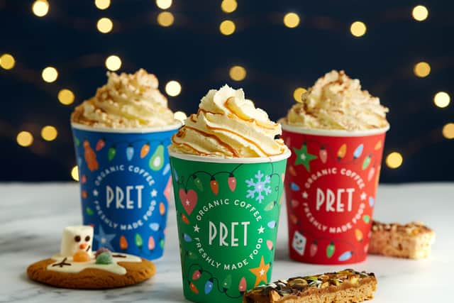 Pret a Manger have launched a ranger of hot drinks alongside Christmas-themed food items. (Credit: Pret a Manger)