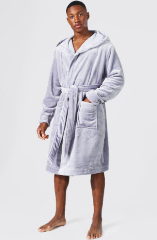 Hooded Fleece Bathrobes Men Winter Warm Soft Plush Bath Robe for Men Dressing Gown Lightweight Luxury Plush Spa Robe Gym Shower Housecoat TRTRADERS Men Fluffy Dressing Gown for UK