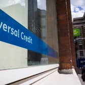 A Universal Credit sign in the window of the Job Centre in Westminster (Photo by Jack Taylor/Getty Images)