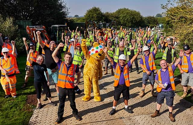 Rhod Gilbert and the DIY SOS team have headed to East Yorkshire to build an adventure campsite for St Michael’s Youth Project (Photo: BBC)