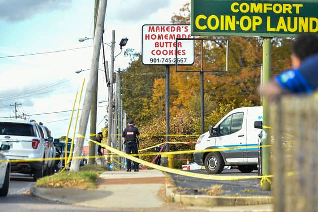 Police tape setup outside of Makeda’s Cookie bakery after Young Dolph was shot and killed at the age of 36 (Photo: Justin Ford/Getty Images)