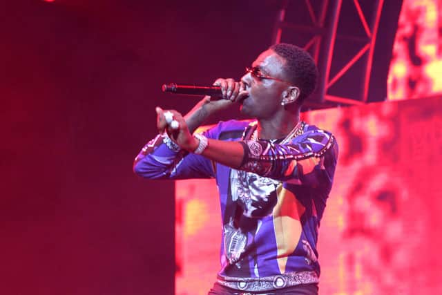 Young Dolph performing onstage during the STAPLES Center Concert 2017  (Photo: Bennett Raglin/Getty Images for BET)