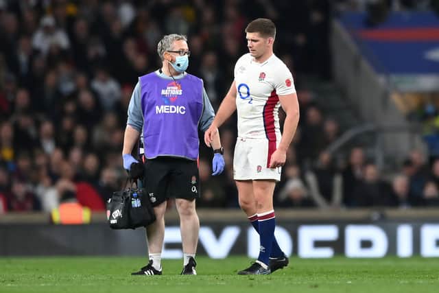 Farrell limped off in the second half of England’s Test against the Wallabies