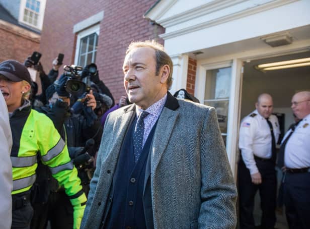 <p>Actor Kevin Spacey leaves Nantucket District Court after being arraigned on sexual assault charges in January 2019 in Massachusetts (Photo: Scott Eisen/Getty Images)</p>