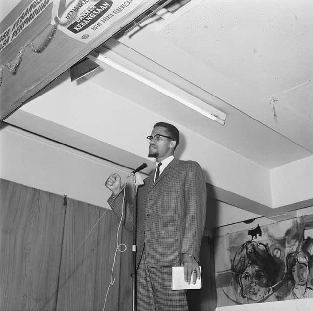 Malcolm X making a speech in the UK, on 22 November 1964 (Photo: Express/Getty Images)