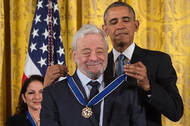 Barack Obama presents the Presidential Medal of Freedom to theater composer and lyricist Stephen Sondheim in 2015 (Picture: Getty)