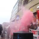 Stuart couriers protest outside a branch of McDonalds in Sheffield (Photo: Ethan Shone)