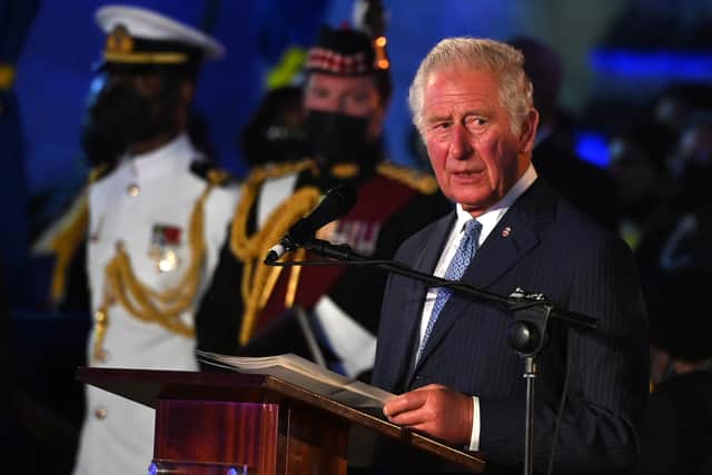 The Prince of Wales acknowledged Britain’s role in the “appalling atrocity of slavery” at the Barbados ceremony. (PA)