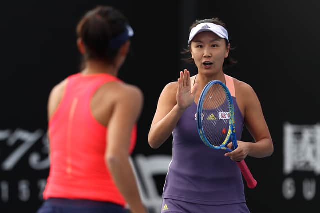 <p>Shuai Peng and Shuai Zhang of China during their Women’s Doubles at the 2020 Australian Open</p>