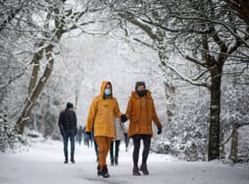 A snowy scene in Hampstead Heath on 24 January 24 2021 (Photo: Justin Setterfield/Getty Images)