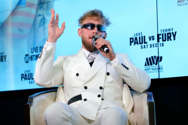Jake Paul speaking during a news conference to promote the fight against Fury (Photo: Ethan Miller/Getty Images)