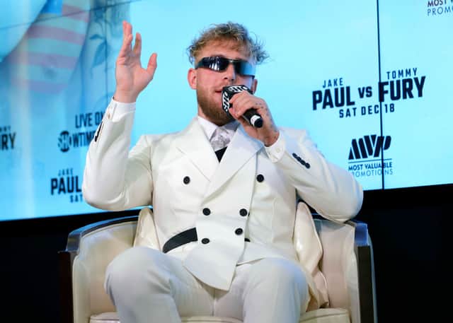 Jake Paul speaking during a news conference to promote the fight against Fury (Photo: Ethan Miller/Getty Images)
