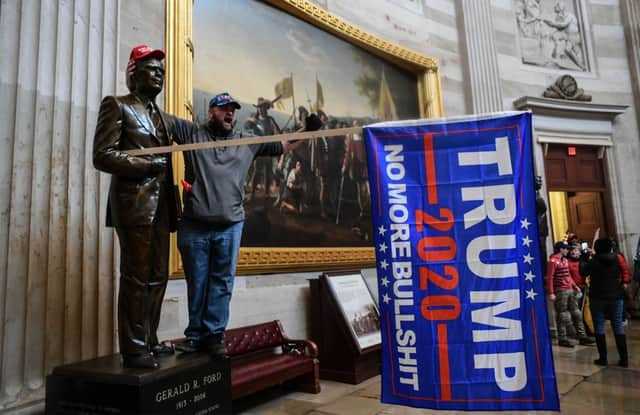 Rioters stormed the Capitol after Trump lost the election (Picture: Getty)