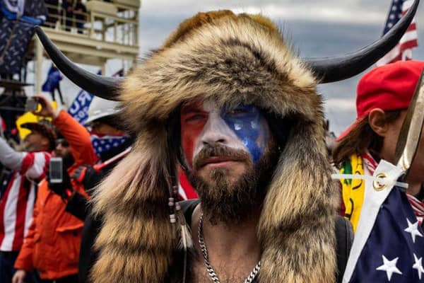 ‘QAnon Shaman’ Jacob Chansley attended the Capitol riots (Picture: Getty)