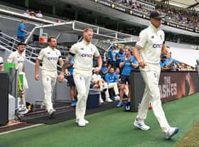England captain Joe Root leads team mates onto the field during day one of the First Test Match in the Ashes series between Australia and England at The Gabba. (Photo by Bradley Kanaris/Getty Images)
