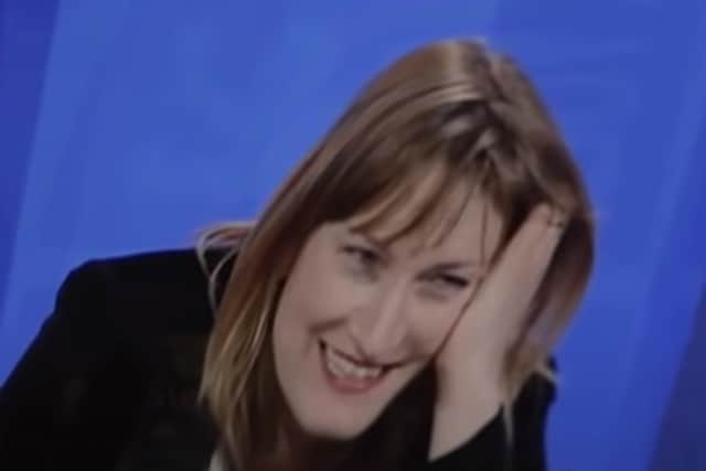 Allegra Stratton laughs in response to a question about a Downing Street party (Photo: ITV)