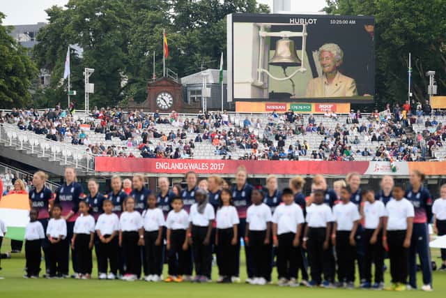 Eileen Ash rings the bell at Lord’s before Women’s World Cup final 2017