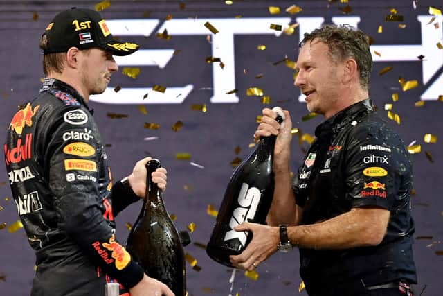 Max Verstappen celebrates with Team Principal of the Red Bull Racing Formula One Christian Horner (Photo: Getty)