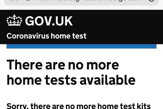 Lateral flow home test kits are currently unavailable on the government website