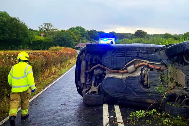 Picture shared by PC Tom Van Der Wee showed the aftermath of the single-vehicle collision (Photo: PA)