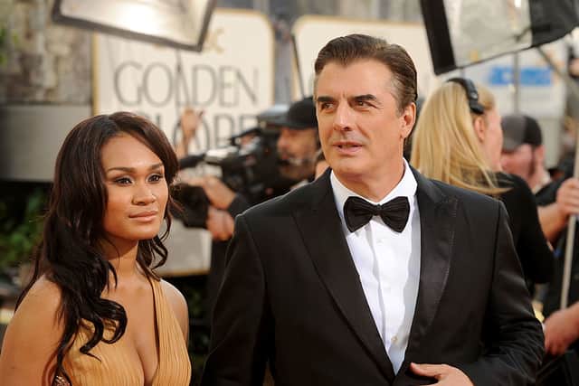 Chris Noth and wife Tara Wilson arrive at the 68th Annual Golden Globe Awards (Photo: Frazer Harrison/Getty Images)