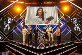 Emma Raducanu (via video-link) poses with her award during the BBC Sports Personality of the Year Awards 2021 (Photo: BBC)