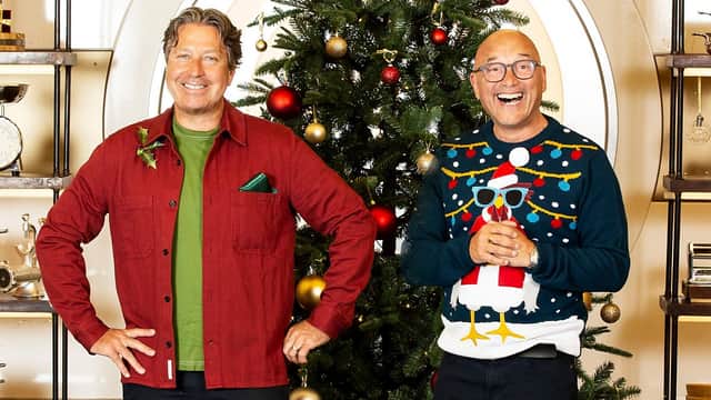 Celebrity Masterchef Christmas Cook-off 2021, with Gregg Wallace and John Turrode (Credit: BBC One)