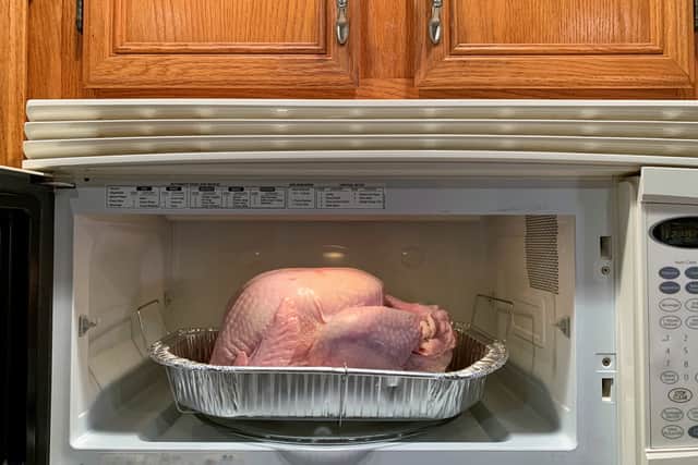 If you haven’t got enough time to defrost your turkey in the fridge, the microwave could be a better option (Photo: Shutterstock)