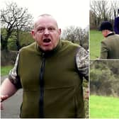 A man shouted foul-mouthed abuse at animal activists during a hunt (Photos: SWNS)