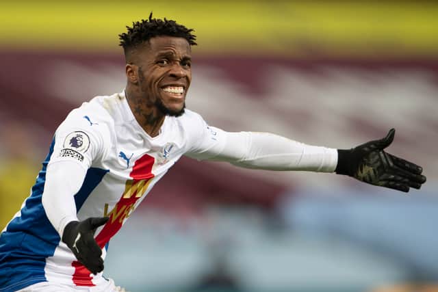 Wilfried Zaha of Crystal Palace during the Premier League match between Aston Villa and Crystal Palace at Villa Park on December 26, 2020