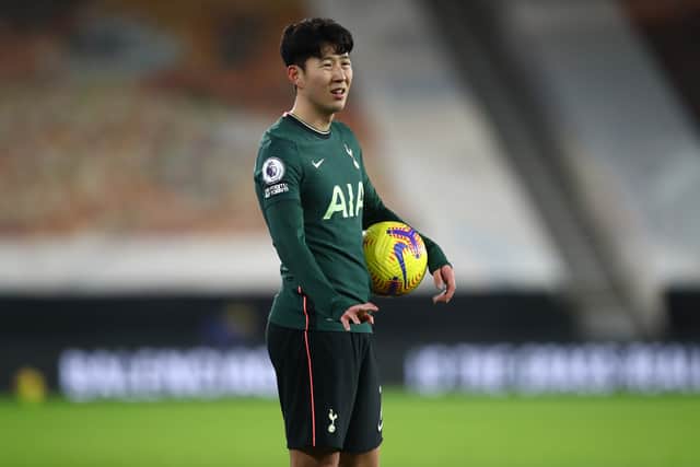 Son Heung-Min of Tottenham Hotspur during the Premier League match between Wolverhampton Wanderers and Tottenham Hotspur at Molineux on December 27, 2020