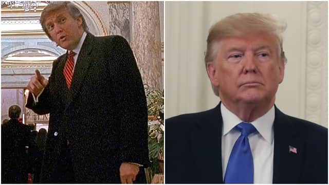 Left: Donald Trump in Home Alone 2 (Credit: Disney) / Right: Donald Trump at the White House in 2019 (Mark Wilson/Getty Images)