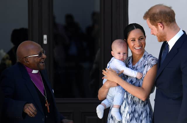Archbishop Desmond Tutu met Prince Harry and the Duchess of Sussex Meghan Markle in 2019 (image: Getty Images)