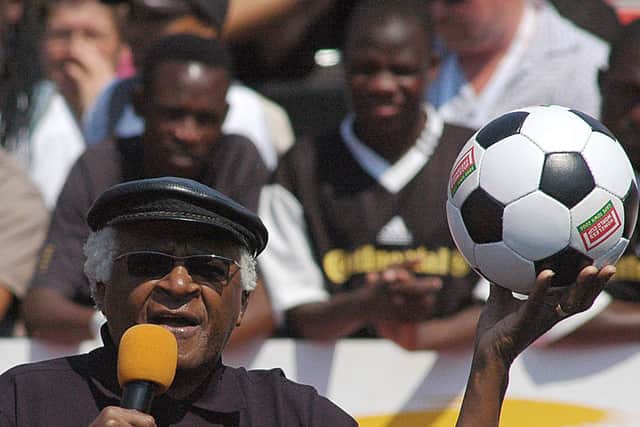 While he was a serious campaigner against racial injustice, Desmond Tutu also had a witty side (image: AFP/Getty Images)