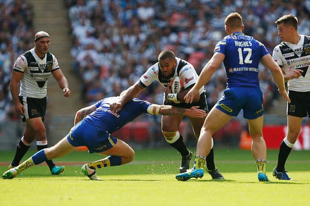 Frank Pritchard in action for Hull FC during the 2016 Challenge Cup final win over Warrington Wolves. 
