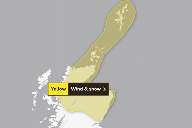 The Met Office has issued a yellow weather warning for nothern Scotland (Photo: Met Office)