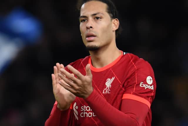 Virgil van Dijk applauds the fans after Liverpool’s 2-2 draw with Chelsea. Picture: John Powell/Liverpool FC via Getty Images