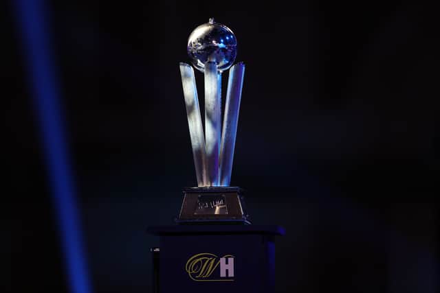 A view of the Sid Waddell trophy prior to the final match on Day Sixteen of The PDC William Hill World Darts Championship at Alexandra Palace on January 03, 2021 in London, England. 