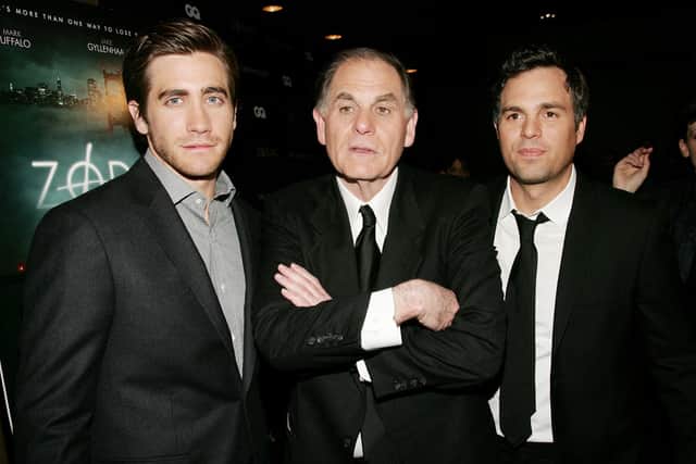 Robert Graysmith (pictured at the Zodiac film premiere with Jake Gyllenhaal (l) and Mark Ruffalo (r)) used to work at the San Francisco Chronicle and has written books on the Zodiac Killer (image: Getty Images)