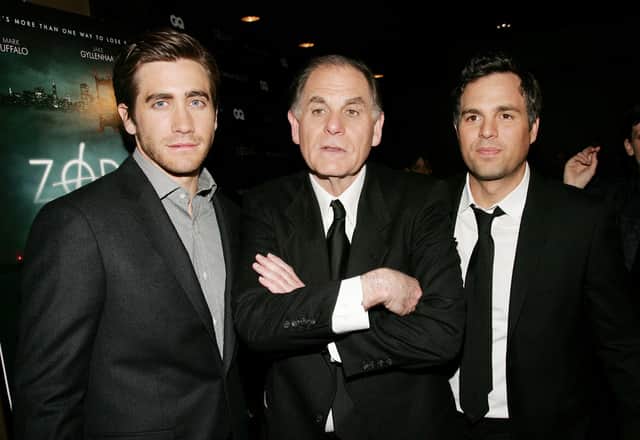 Robert Graysmith (pictured at the Zodiac film premiere with Jake Gyllenhaal (l) and Mark Ruffalo (r)) used to work at the San Francisco Chronicle and has written books on the Zodiac Killer (image: Getty Images)
