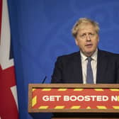 Prime Minister Boris Johnson during a media briefing in Downing Street, London, on coronavirus (Covid-19). Picture date: Tuesday January 4, 2022.