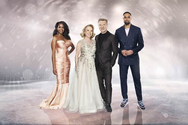 Oti Mabuse joins Ashley Banjo and Olympic figure skaters Torvill and Dean (Picture: ITV)
