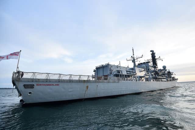 Britain’s Ministry of Defence confirmed that a Russian submarine collided with an array sonar being towed by HMS Northumberland while on a patrol in the North Atlantic (Photo: GLYN KIRK/AFP via Getty Images)