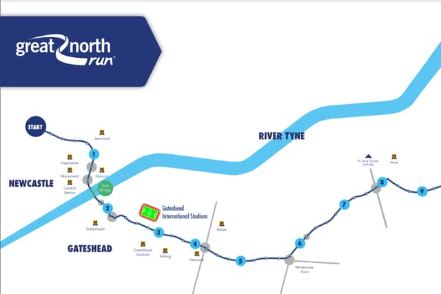Great North Run 2022 route map