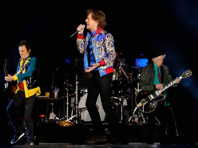 Guitarist Ronnie Wood, singer Mick Jagger and guitarist Keith Richards of The Rolling Stones perform during a stop of the band’s No Filter tour  (Photo: Ethan Miller/Getty Images)