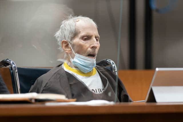 A visibly frail Robert Durst was sentenced to life in prison in October 2021 for the murder of Susan Berman (image: Getty Images)