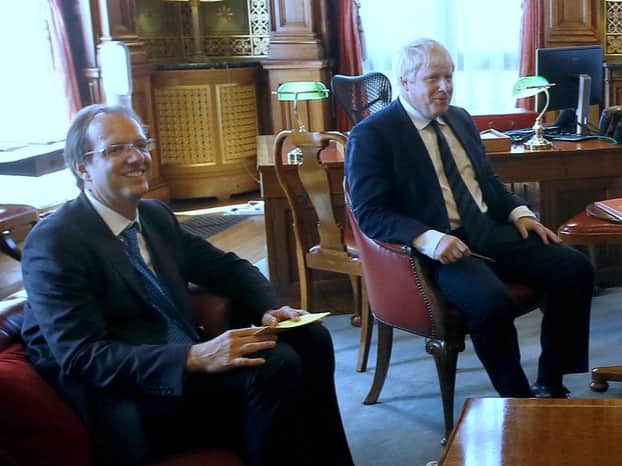 Prime Minister Boris Johnson with his principal private secretary, Martin Reynolds (left) (image: PA)