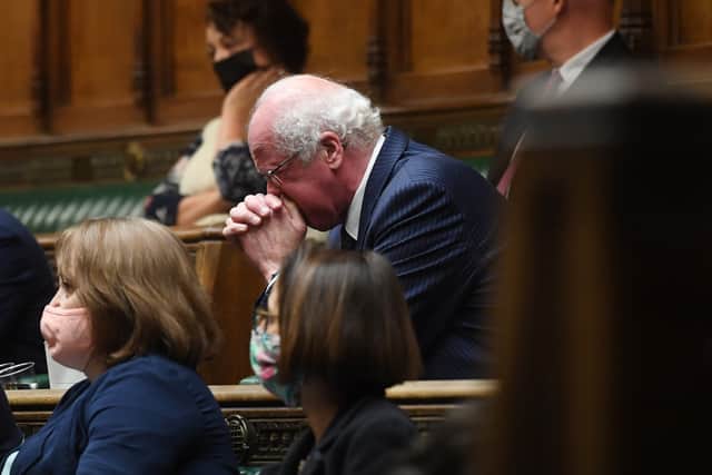 Jim Shannon was emotional after speaking in parliament. (Credit: PA)