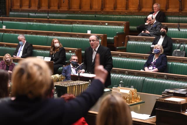 A sparse Tory backbench was seen in the House of Commons after allegation that the Prime Minister broke lockdown rules. (Credit: PS) 